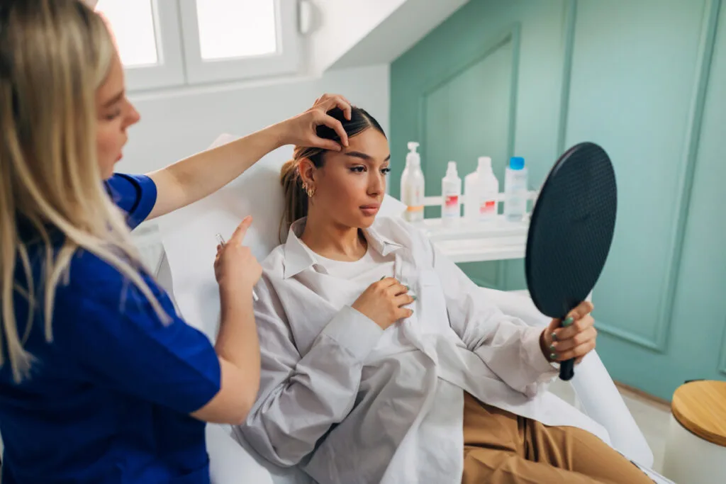 Young woman at a Botox and filler consultation in Philadelphia