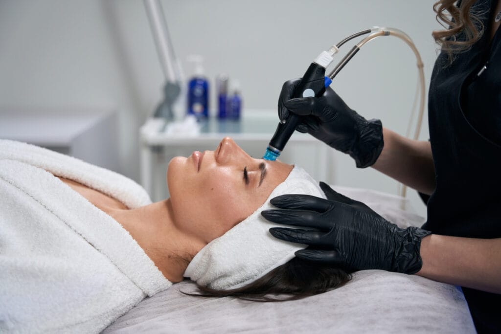Woman getting a HydraFacial MD skin treatment